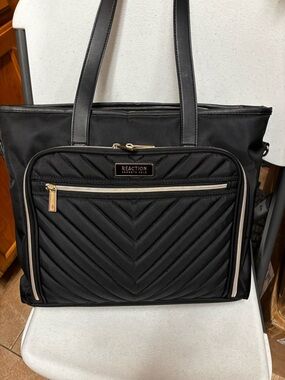 Kenneth Cole Reaction Black Quilted Chevron Tote